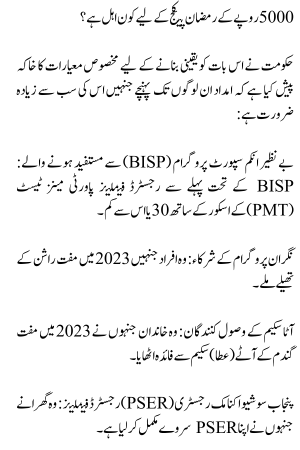 5000 Rupees Ramadan Relief Package